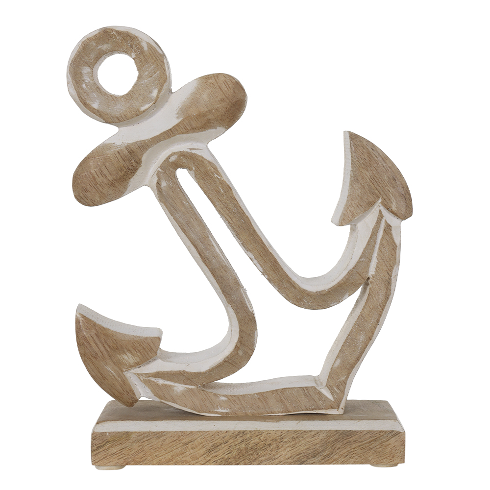 ESCULTURA DECORATIVA MADEIRA ANCORA (BEGE) 19,5X15X5cm