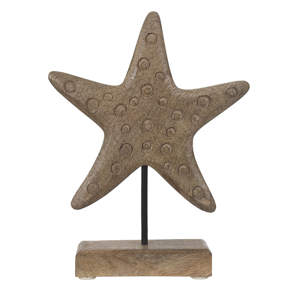ESCULTURA DECORATIVA MADEIRA ESTRELA (BEGE) 23,5X18X5cm