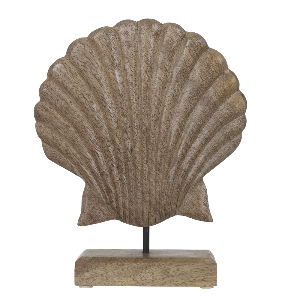 ESCULTURA DECORATIVA MADEIRA CONCHA (BEGE) 23X18,5X5cm