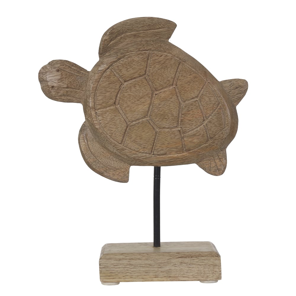 ESCULTURA DECORATIVA MADEIRA TARTARUGA (BEGE) 22,5X17,5X5cm