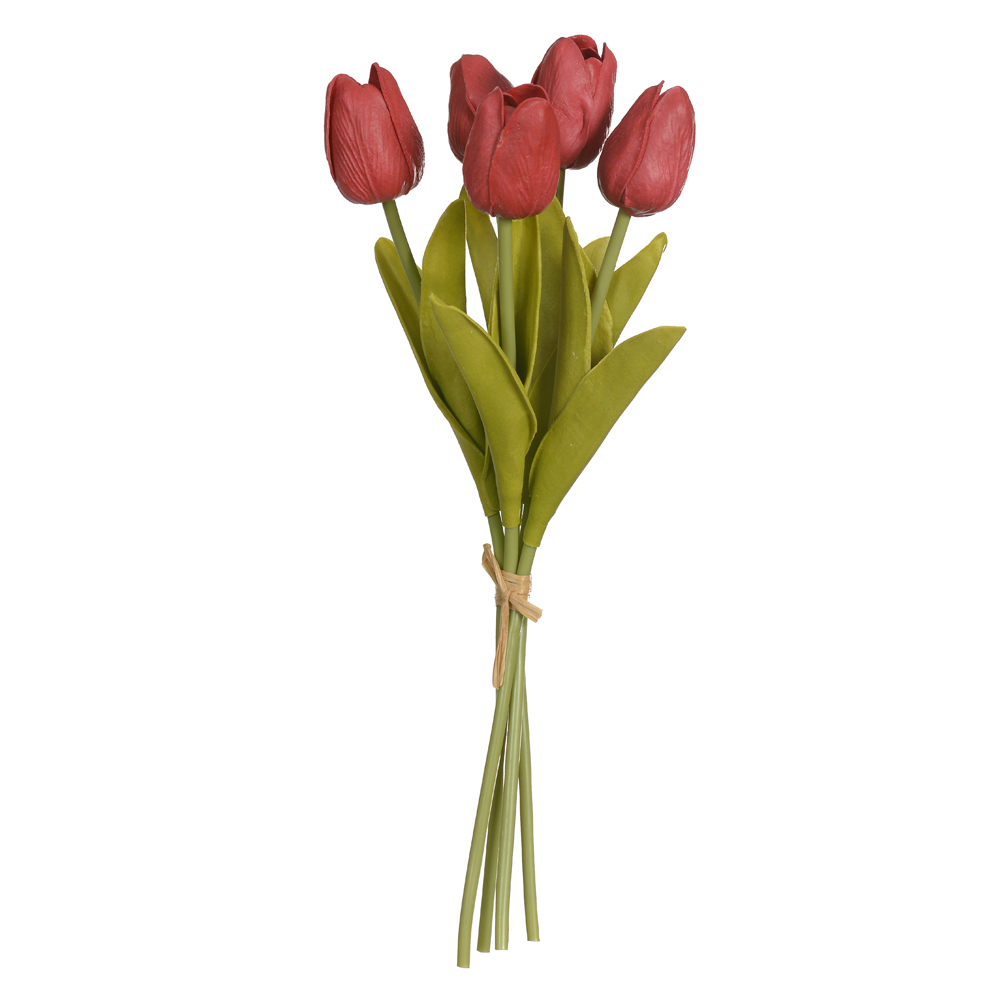 B.TULIPA RAMALHETE C/FITA ESPUMA X5 (BEAUTY OUTONO) 32cm