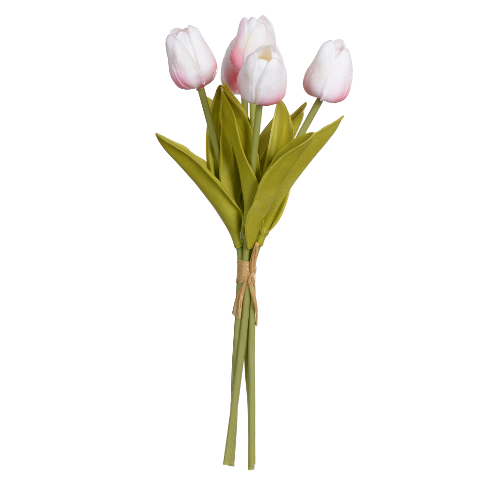 B.TULIPA RAMALHETE C/FITA ESPUMA X5 (ROSA OUTONO) 32cm