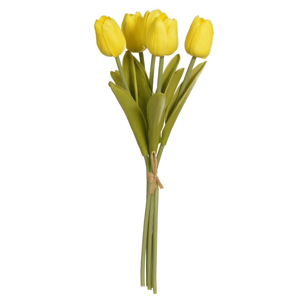 B.TULIPA RAMALHETE C/FITA ESPUMA X5 (AMARELO OUTONO) 32cm