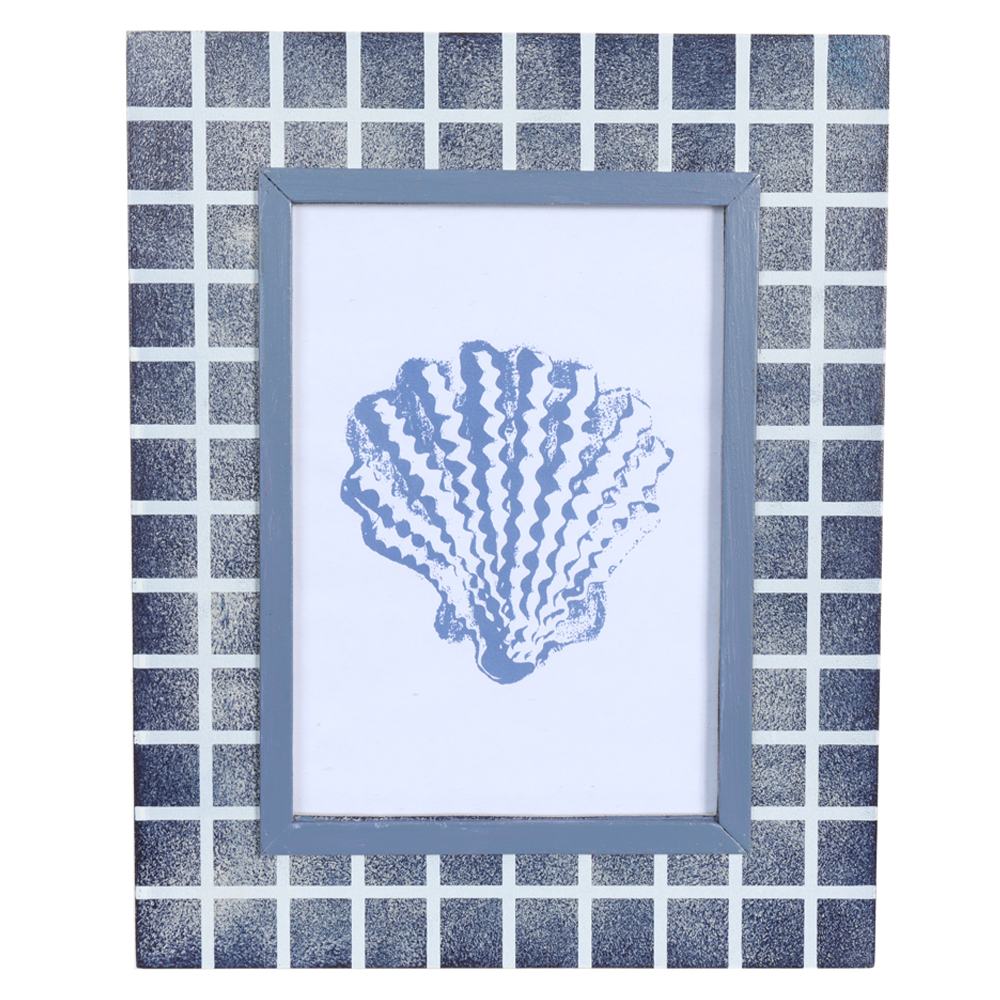 PORTA RETRATO MDF FTO  13X18CM PATINA (AZUL BRANCO) 25,7X20,7X1,5cm