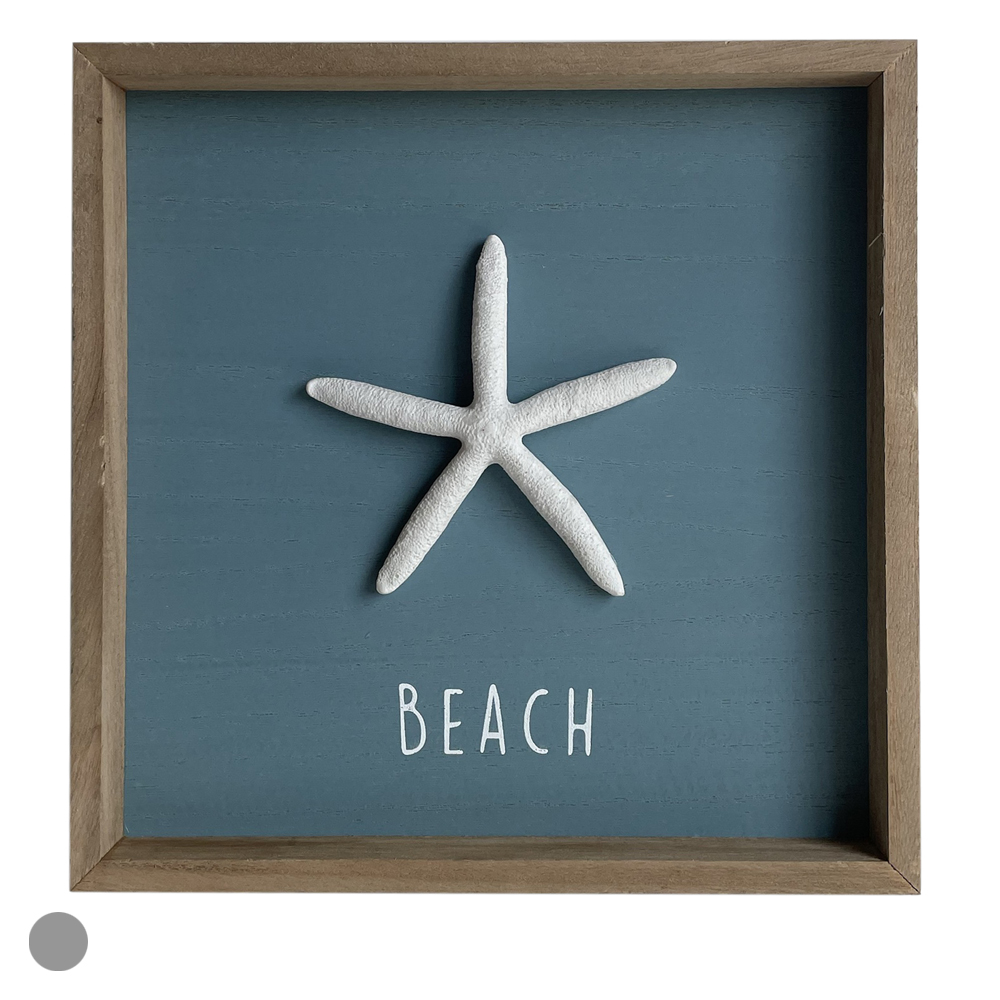 QUADRO DECORATIVO POLIRESINA ESTRELA DO MAR (AZUL BRANCO) 25X25X3cm