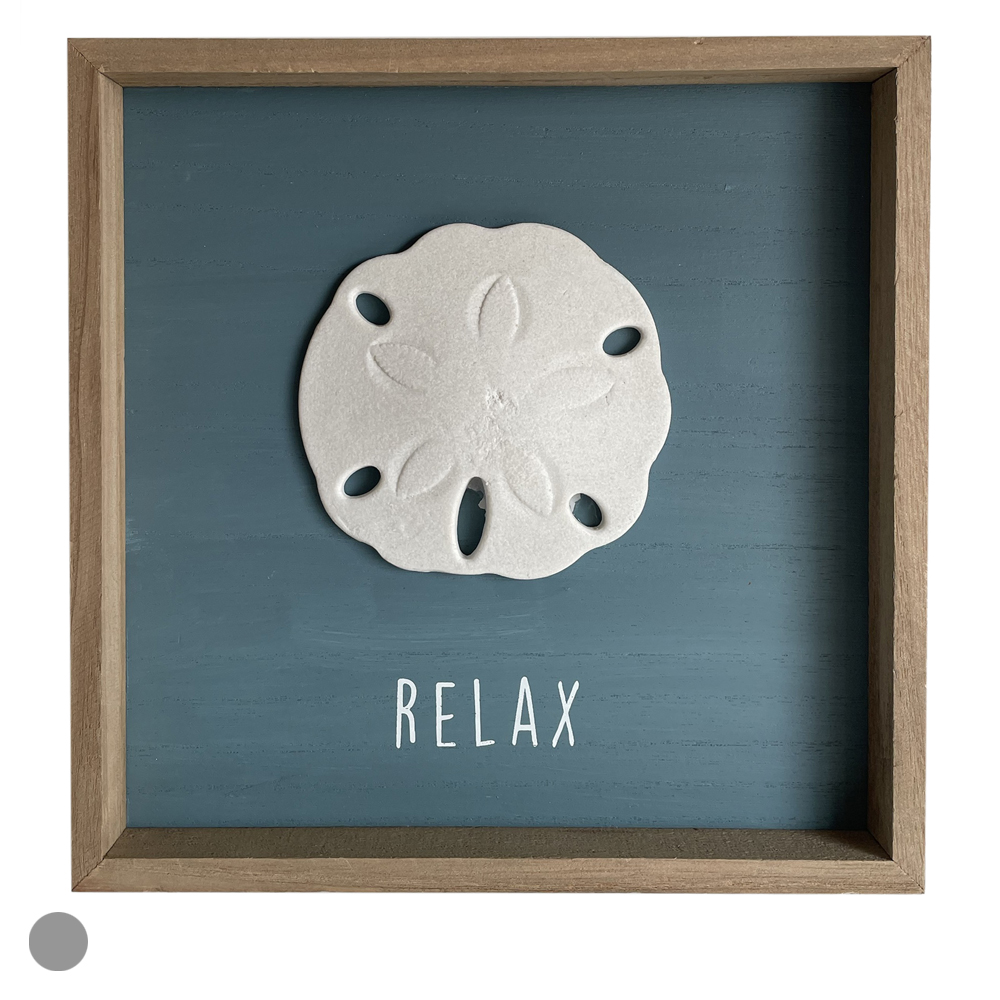 QUADRO DECORATIVO POLIRESINA ESTRELA DO MAR REDONDA (AZUL BRANCO) 25X25X3cm