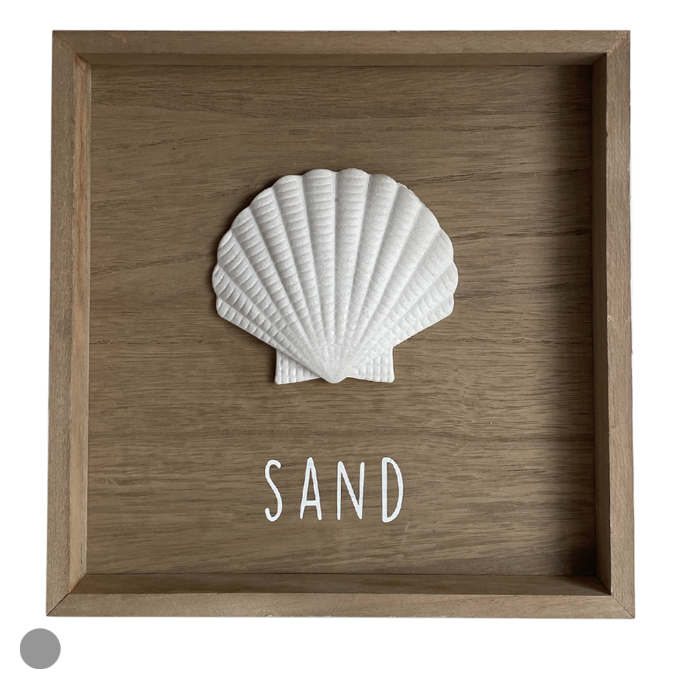 QUADRO DECORATIVO POLIRESINA CONCHA (NATURAL BRANCO) 25X25X3cm