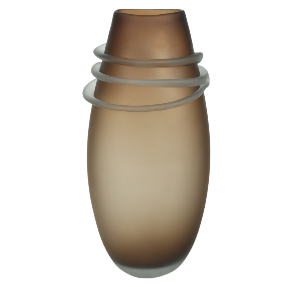 VASO DECORATIVO VIDRO COM APLICACAO (MARROM) 43,5X20,5X18cm