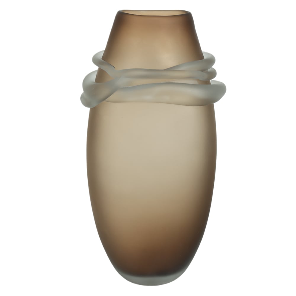 VASO DECORATIVO VIDRO COM APLICACAO (MARROM) 36X20X13,5cm