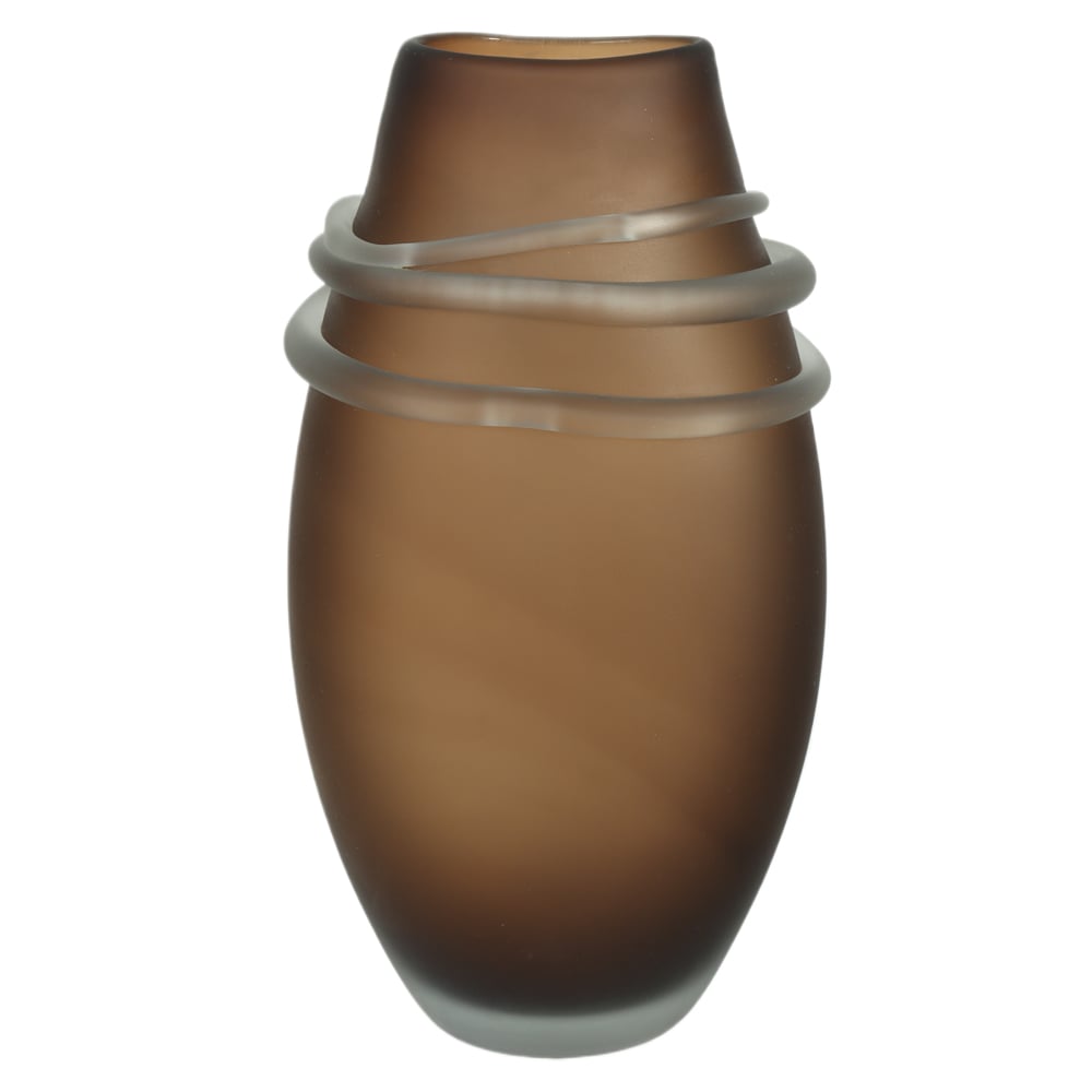 VASO DECORATIVO VIDRO COM APLICACAO (MARROM) 31,5X16,5X14cm