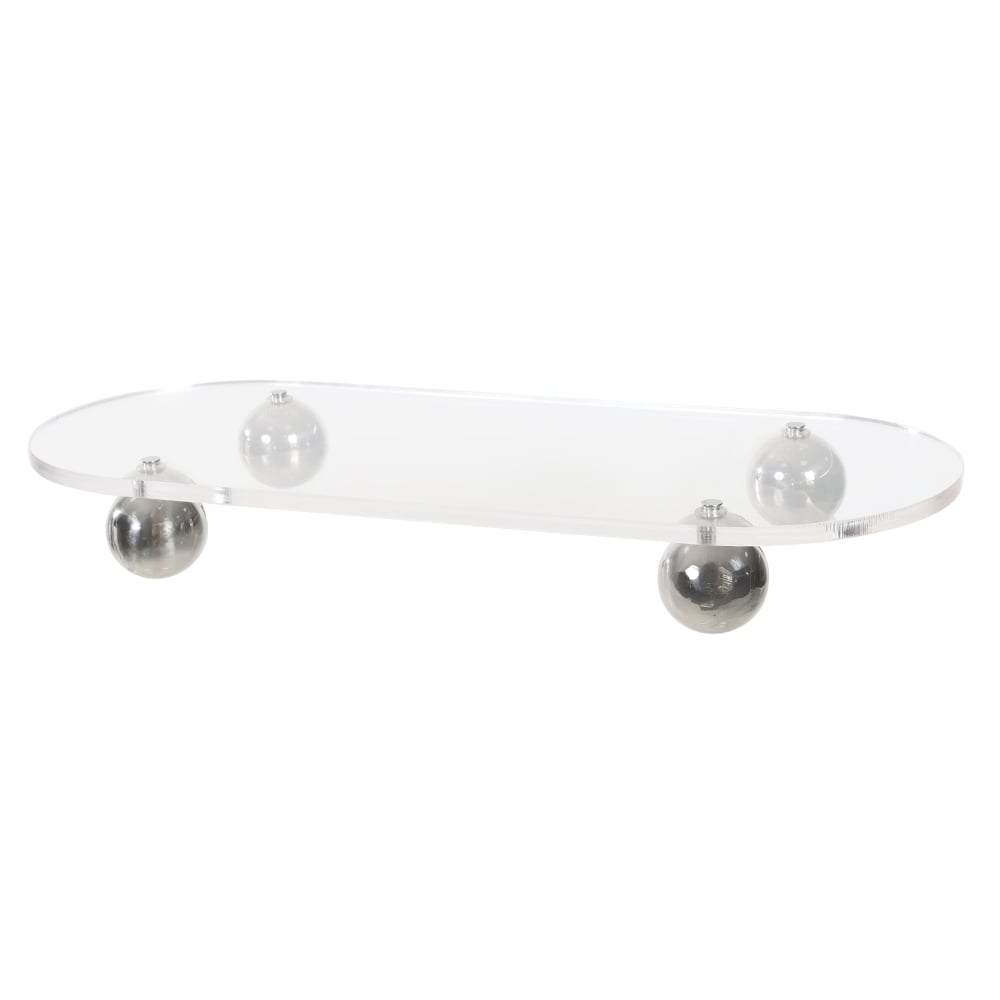 BANDEJA DECORATIVA ACRILICO 8MM OVAL (TRANSPARENTE PRATA) 5X40X16cm