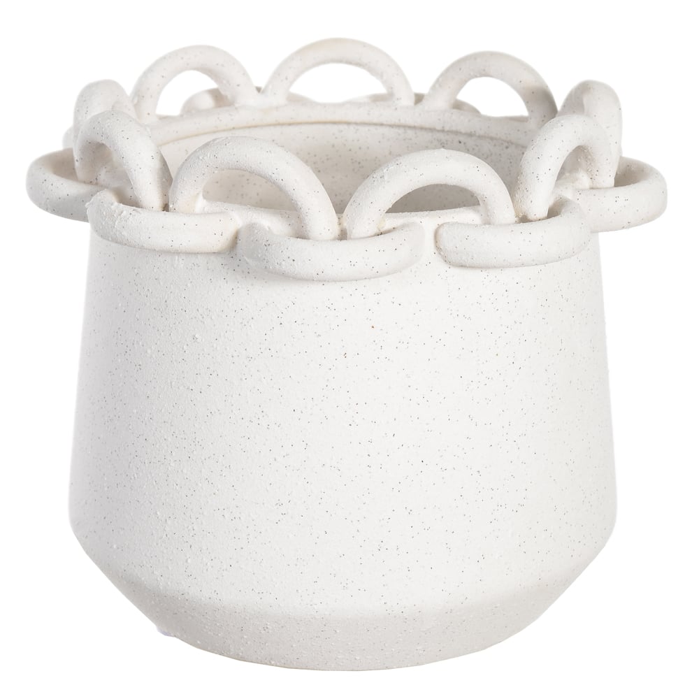 VASO DECORATIVO CERAMICA CHAIN (BRANCO) 18,5cm 22,5d