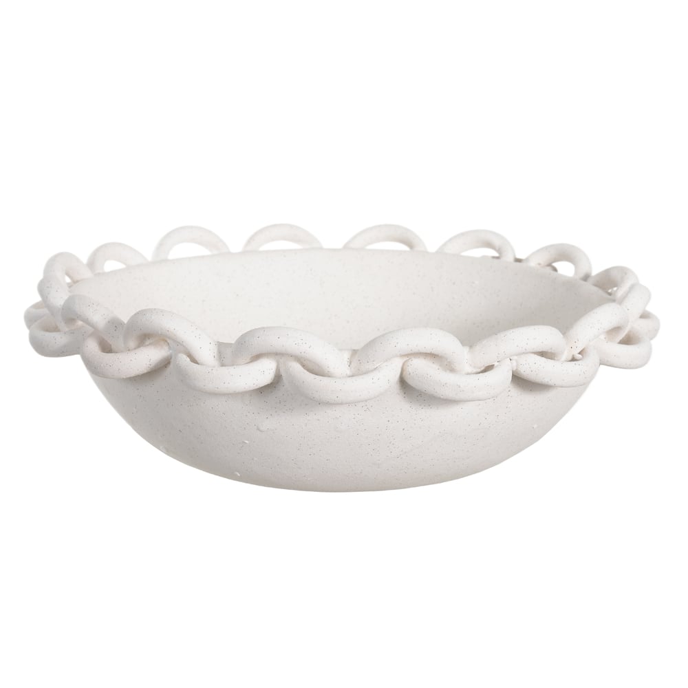 CENTRO DE MESA DECOR CERAMICA CHAIN (BRANCO) 11,5cm 35d