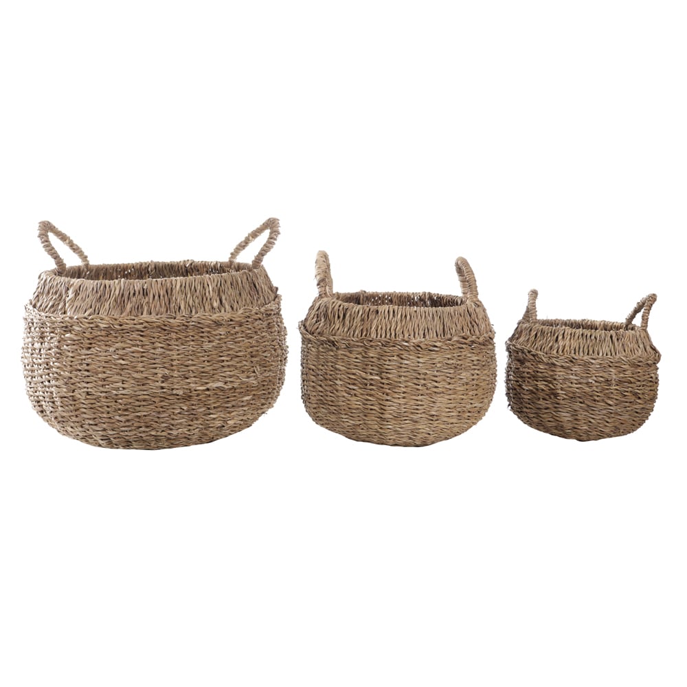 KIT CESTOS FIBRA NATURAL C/3 (NATURAL) 36X28X45cm