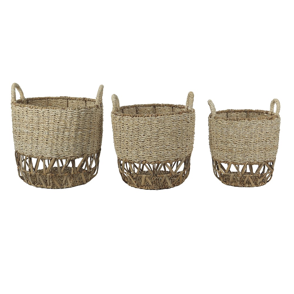 KIT CESTOS FIBRA NATURAL C/3 (NATURAL) 37cm 35d