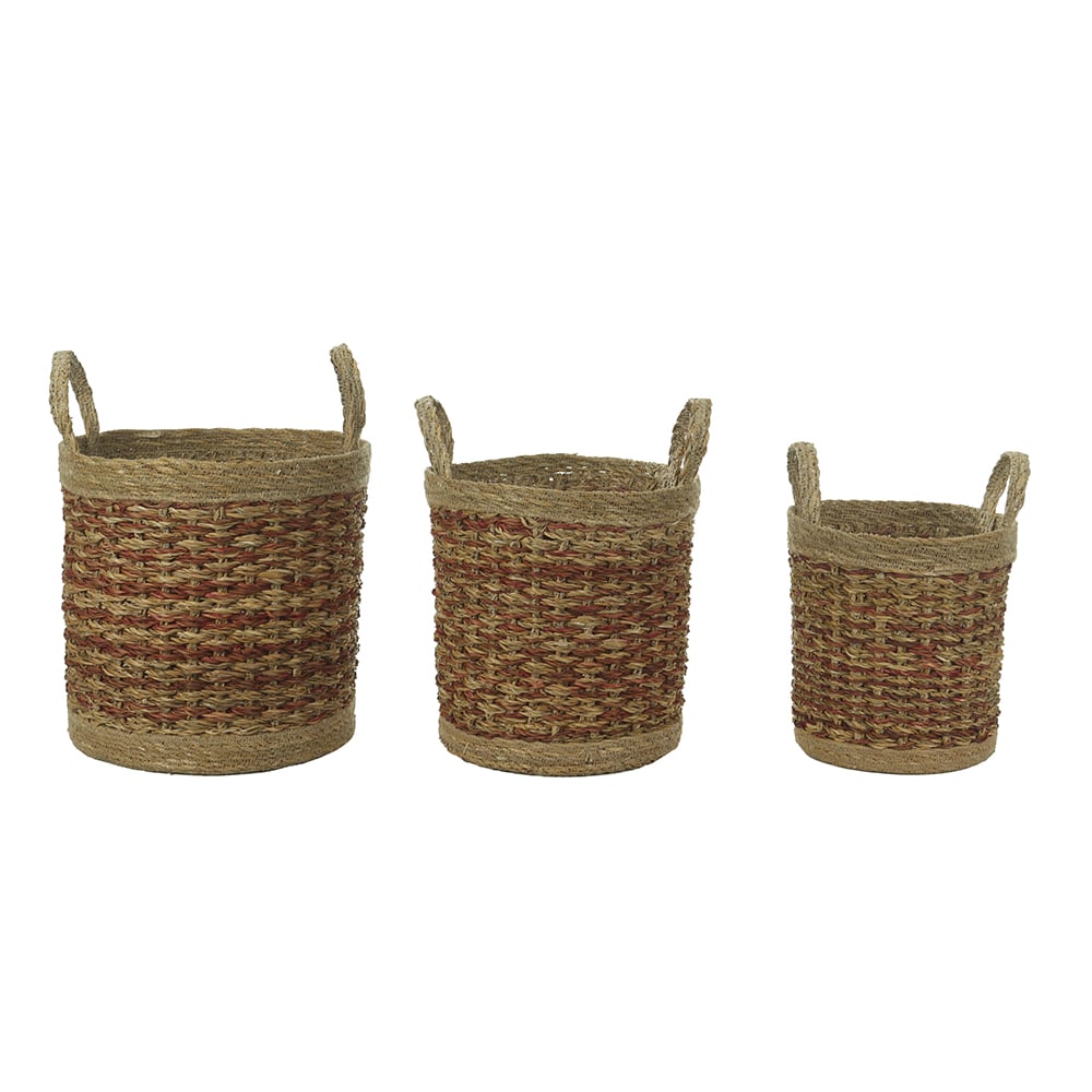 KIT CESTOS FIBRA NATURAL C/3 (NATURAL TERRACOTA) 30cm 30d