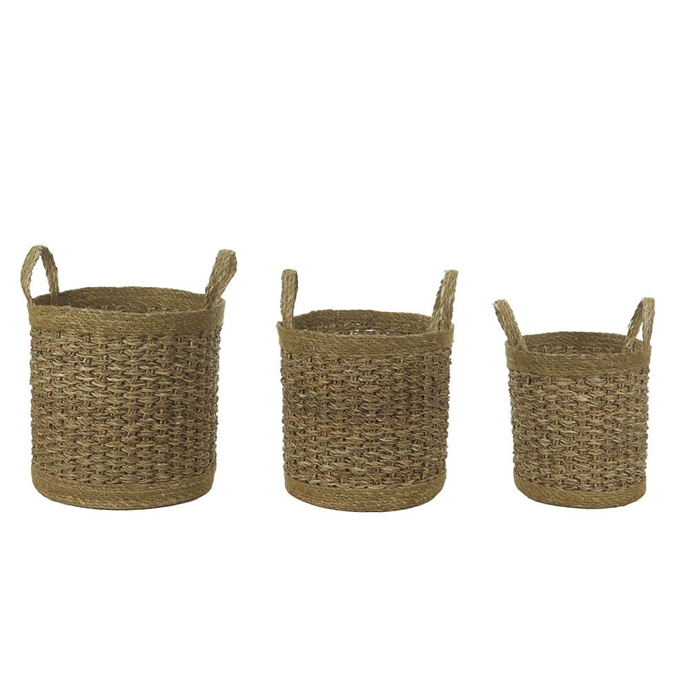 KIT CESTOS FIBRA NATURAL C/3 (NATURAL) 30cm 30d