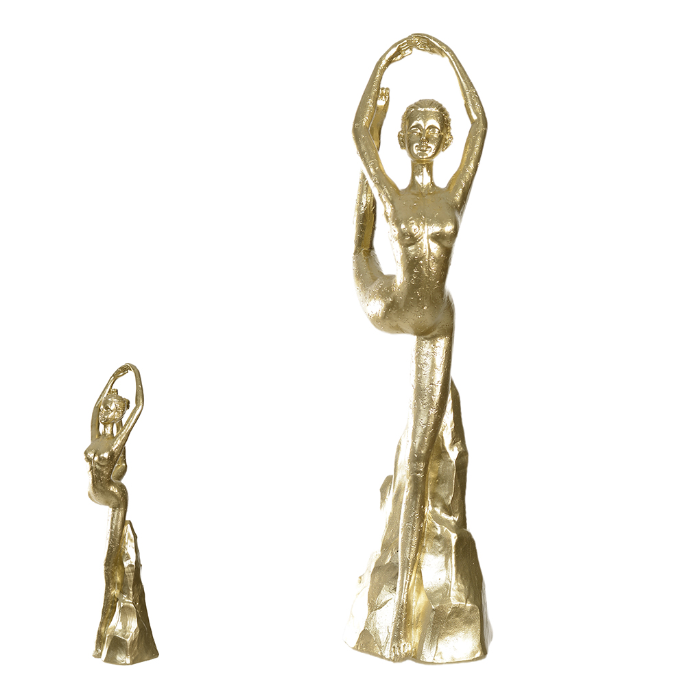 ESCULTURA DECORATIVA POLIRESINA BAILARINA (DOURADO) 32X10X8cm