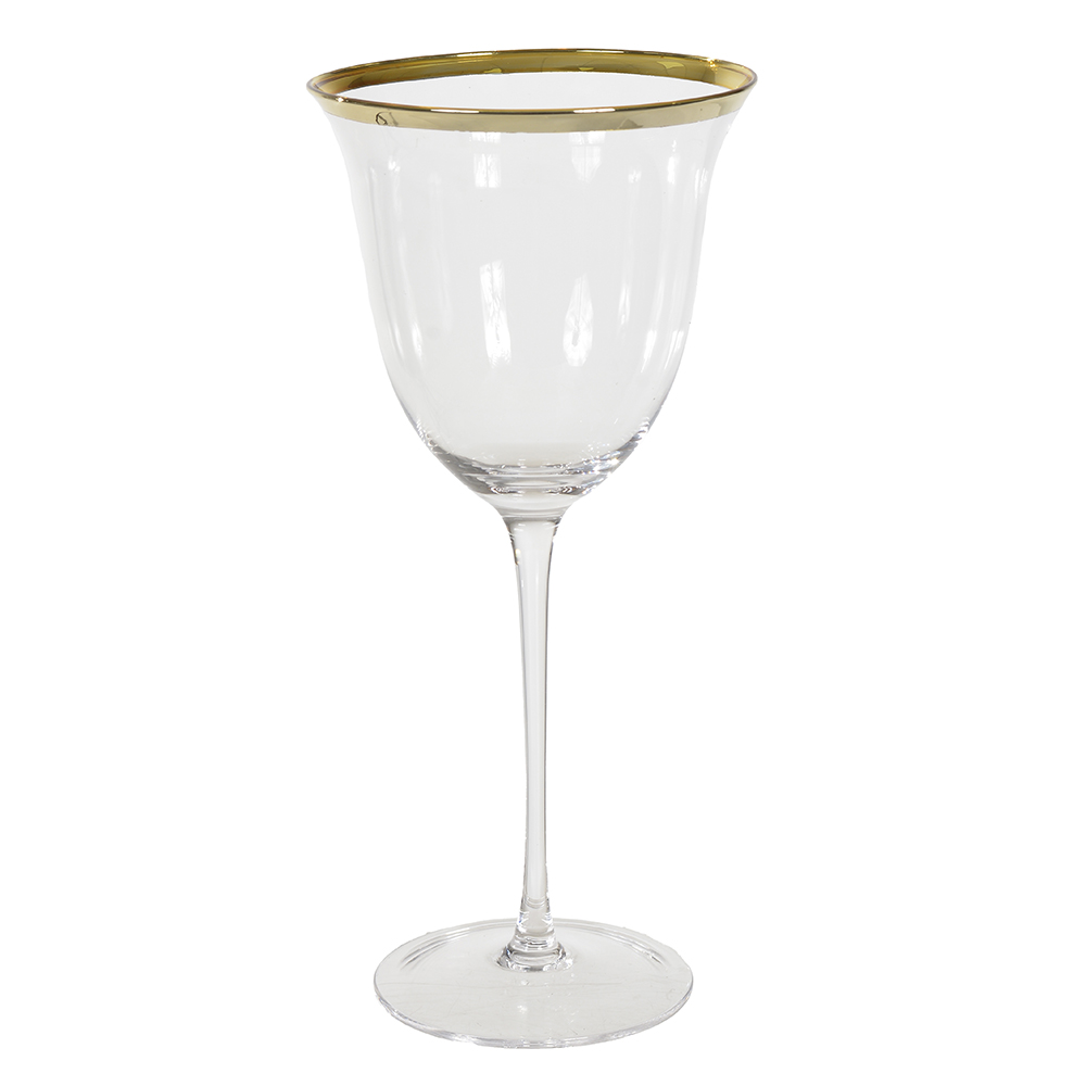 CJ TACA VINHO BRANCO 360ml 22,5X10,6cm C/2 PECAS OASIS (TRANSPARENTE BD.DOURADA)