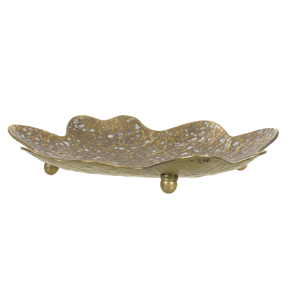 BANDEJA DECORATIVA METAL ORGANIC (DOURADO) 6,5X36X31cm