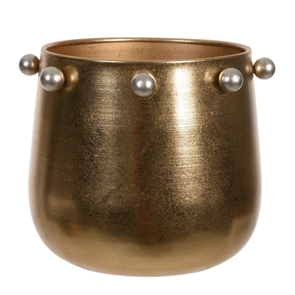 VASO DECORATIVO METAL BALLS (DOURADO) 15cm 17d