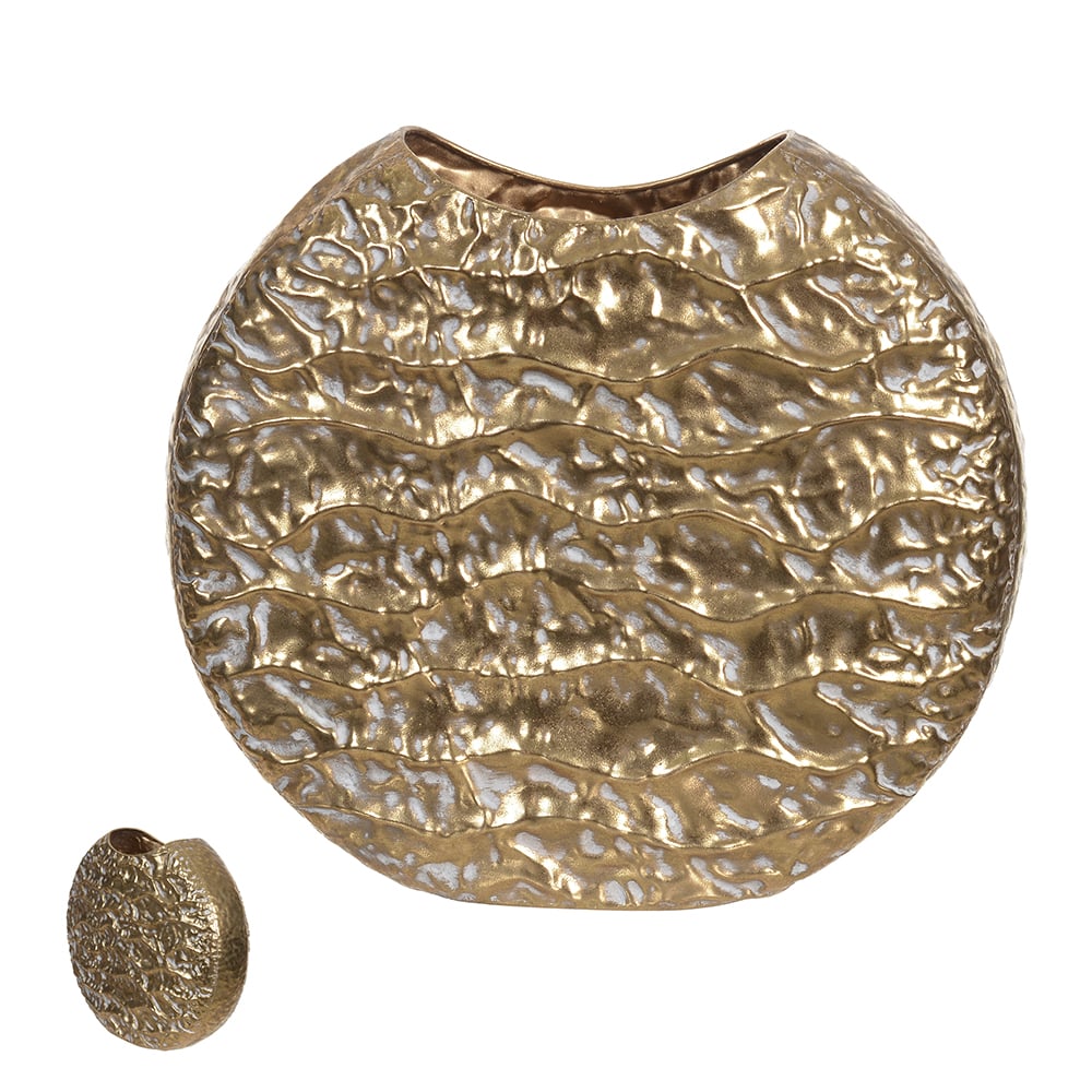 VASO DECORATIVO METAL COM TEXTURA (DOURADO) 29X32,5X11cm