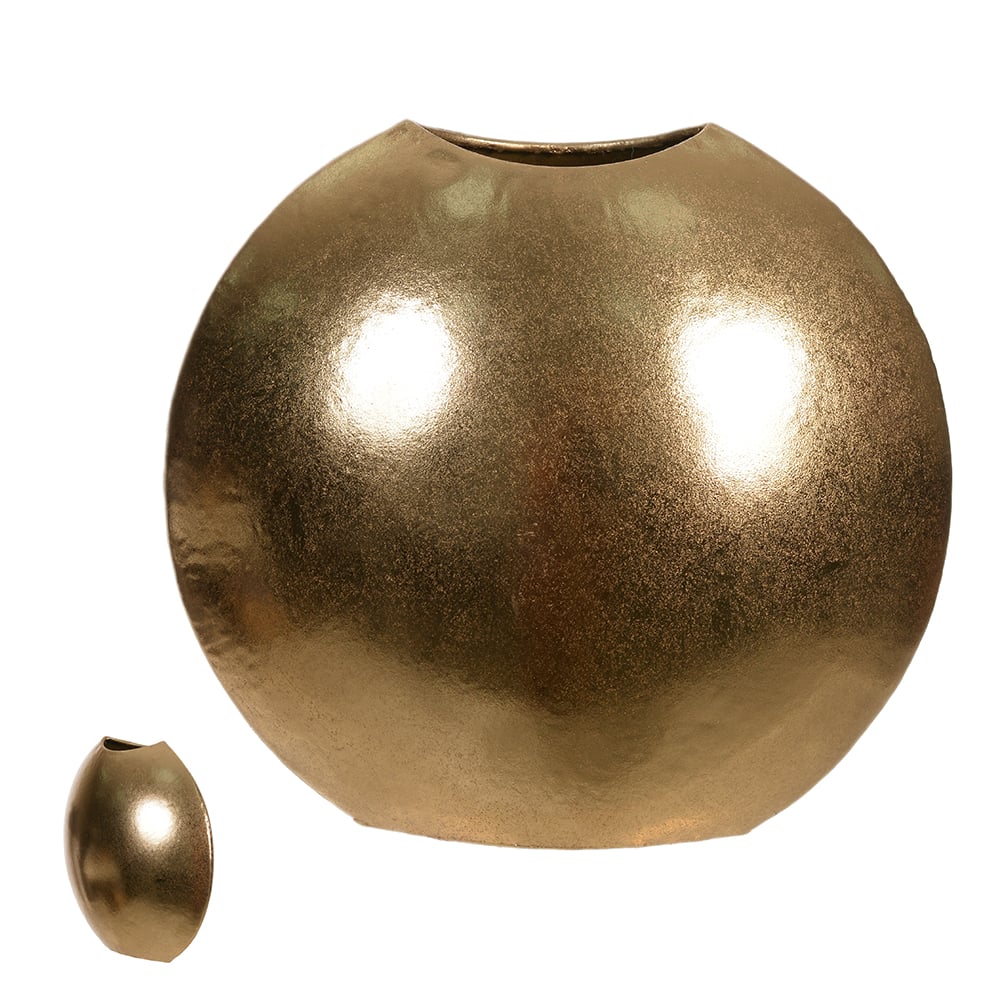 VASO DECORATIVO METAL POLIDO (DOURADO) 21,5X24X10,5cm