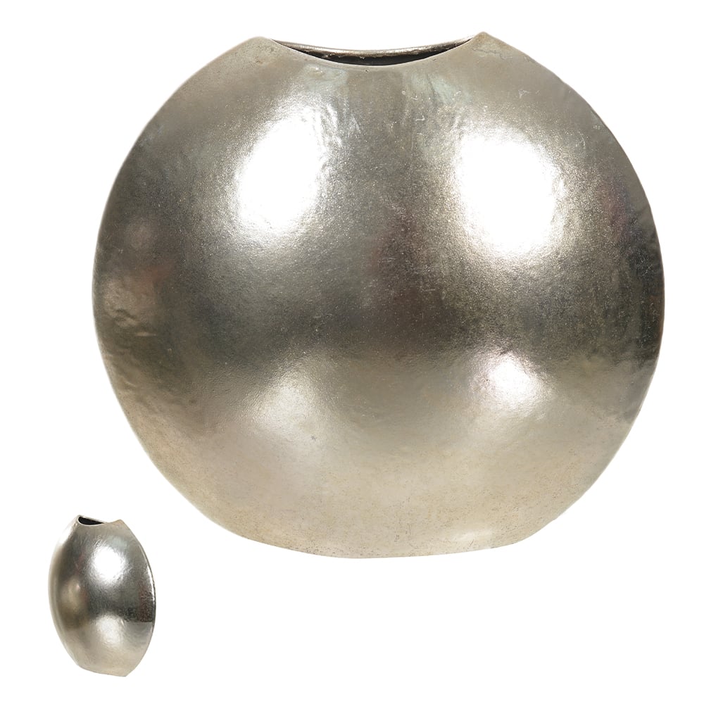 VASO DECORATIVO METAL POLIDO (PRATA) 21,5X24X10,5cm