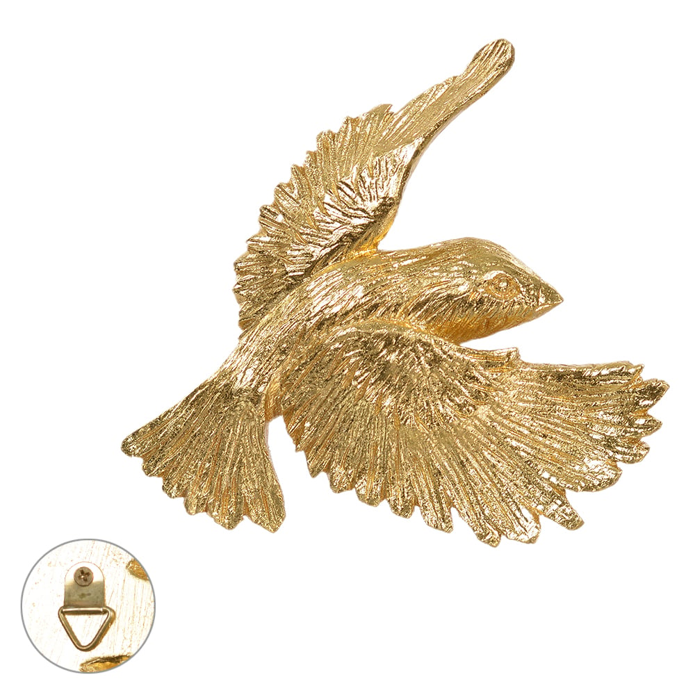 ESCULTURA DE PAREDE POLIRESINA PASSARO (DOURADO) 1,7X11,4X10,8cm