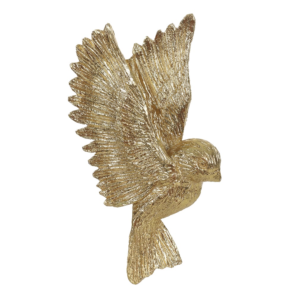 ESCULTURA DE PAREDE POLIRESINA PASSARO (DOURADO) 1,8X14,5X7,8cm
