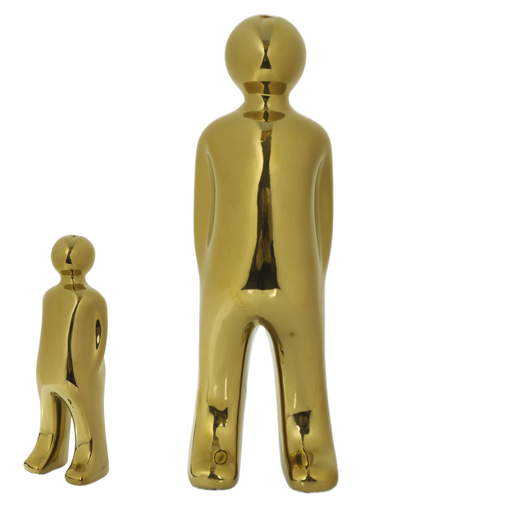 ESCULTURA DECORATIVA CERAMICA BONECO (DOURADO) 40X13X12cm