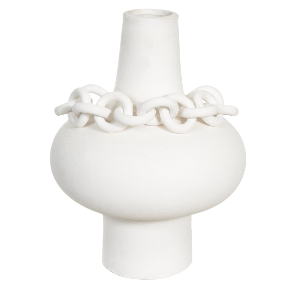 VASO DECORATIVO CERAMICA CHAIN (BRANCO) 40cm 31d