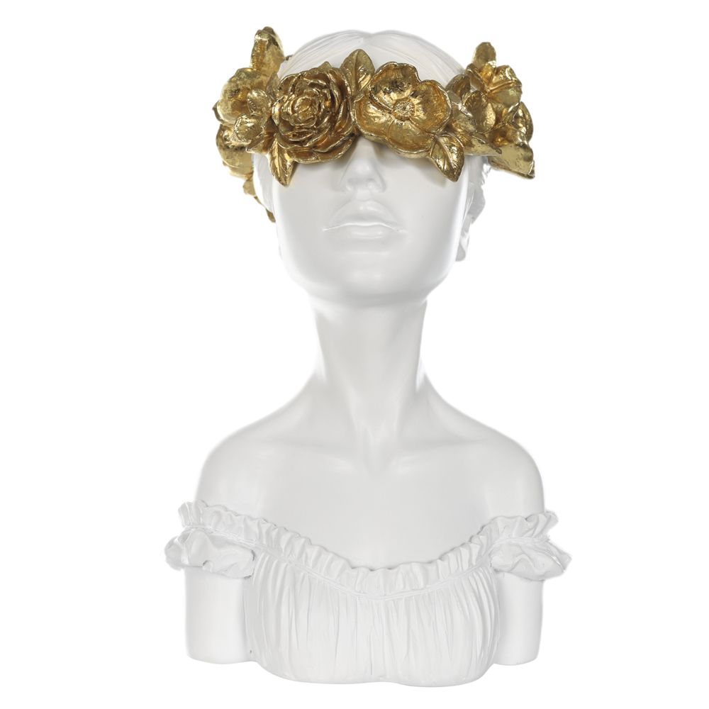 ESCULTURA DECOR POLIRESINA MULHER (BRANCO DOURADO) 27,1X18,1X14,7cm