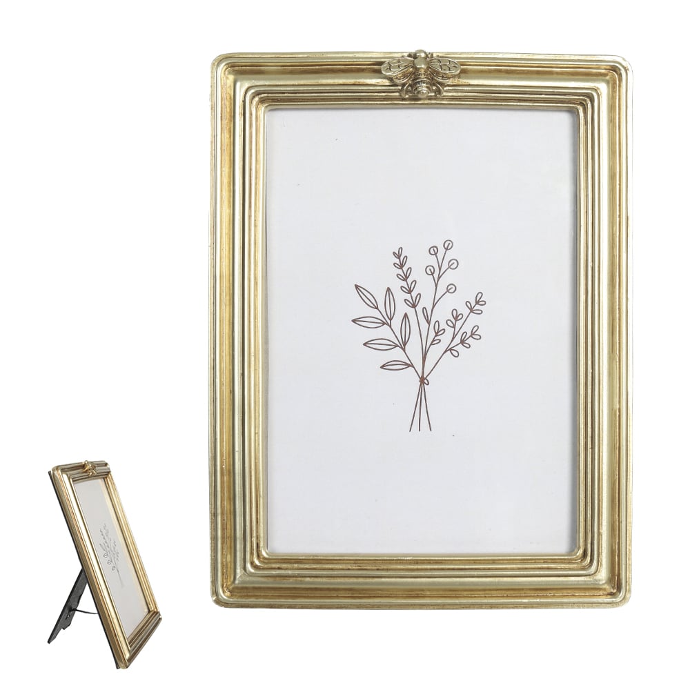 PORTA RETRATO POLIRESINA FTO 13X18CM BEE (DOURADO) 21X16X1,7cm