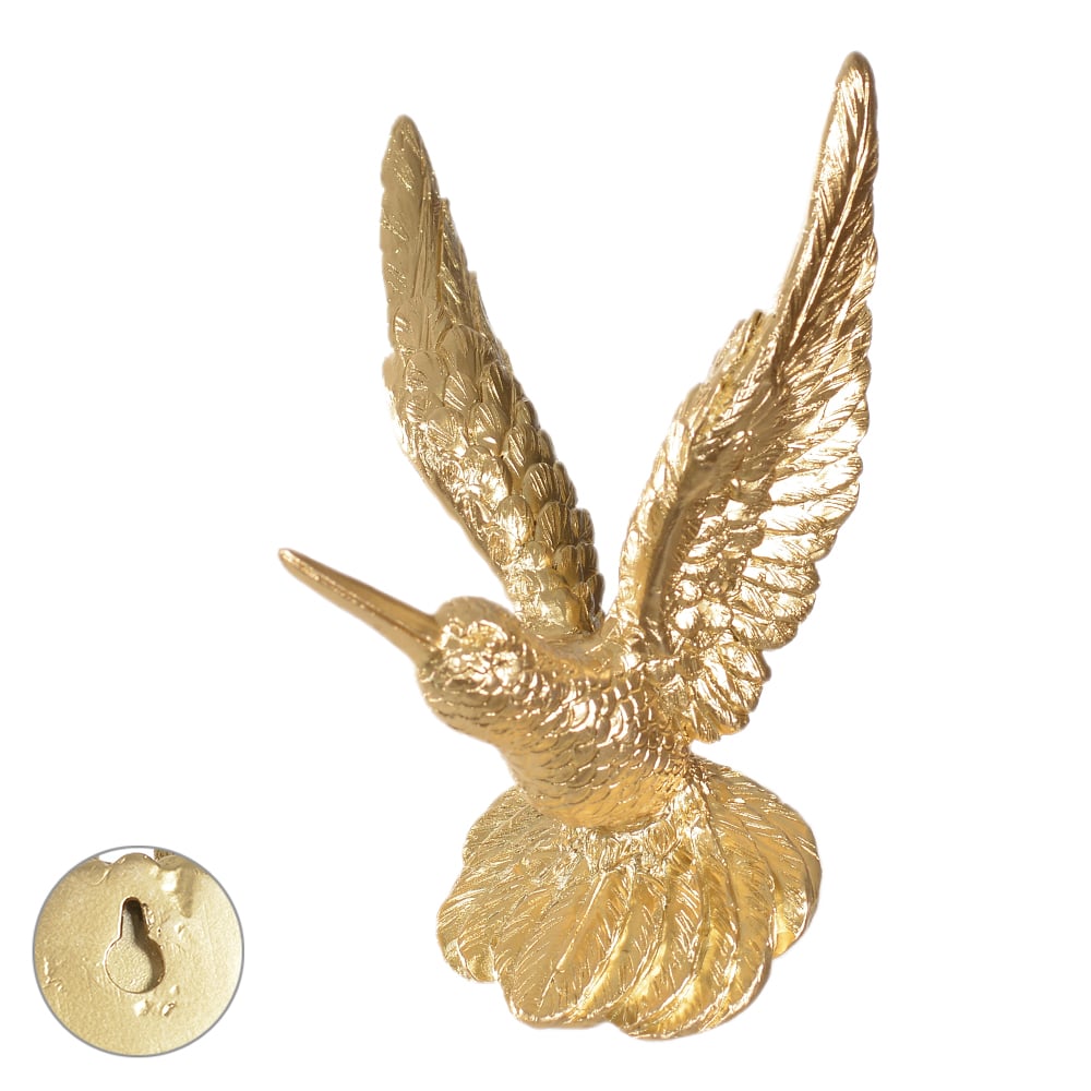 ESCULTURA DE PAREDE POLIRESINA BEIJA-FLOR (DOURADO) 7,6X7X9cm