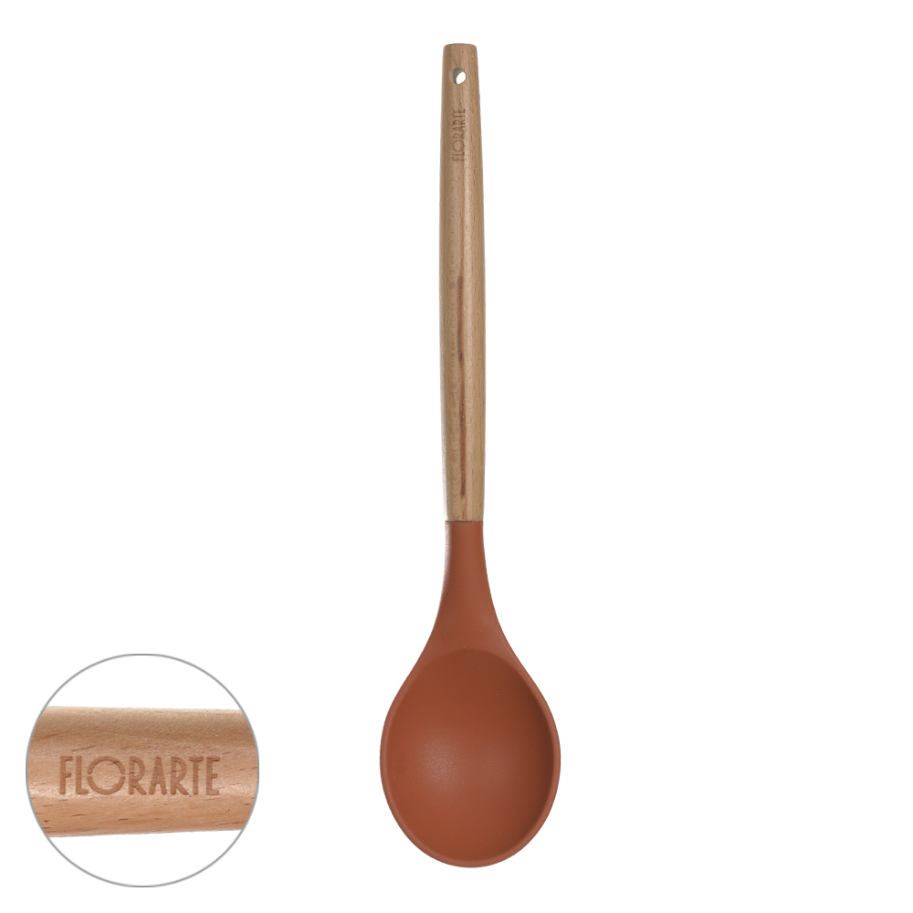 COLHER SILICONE 31,8cm C/CABO MADEIRA OASIS (TERRACOTA)