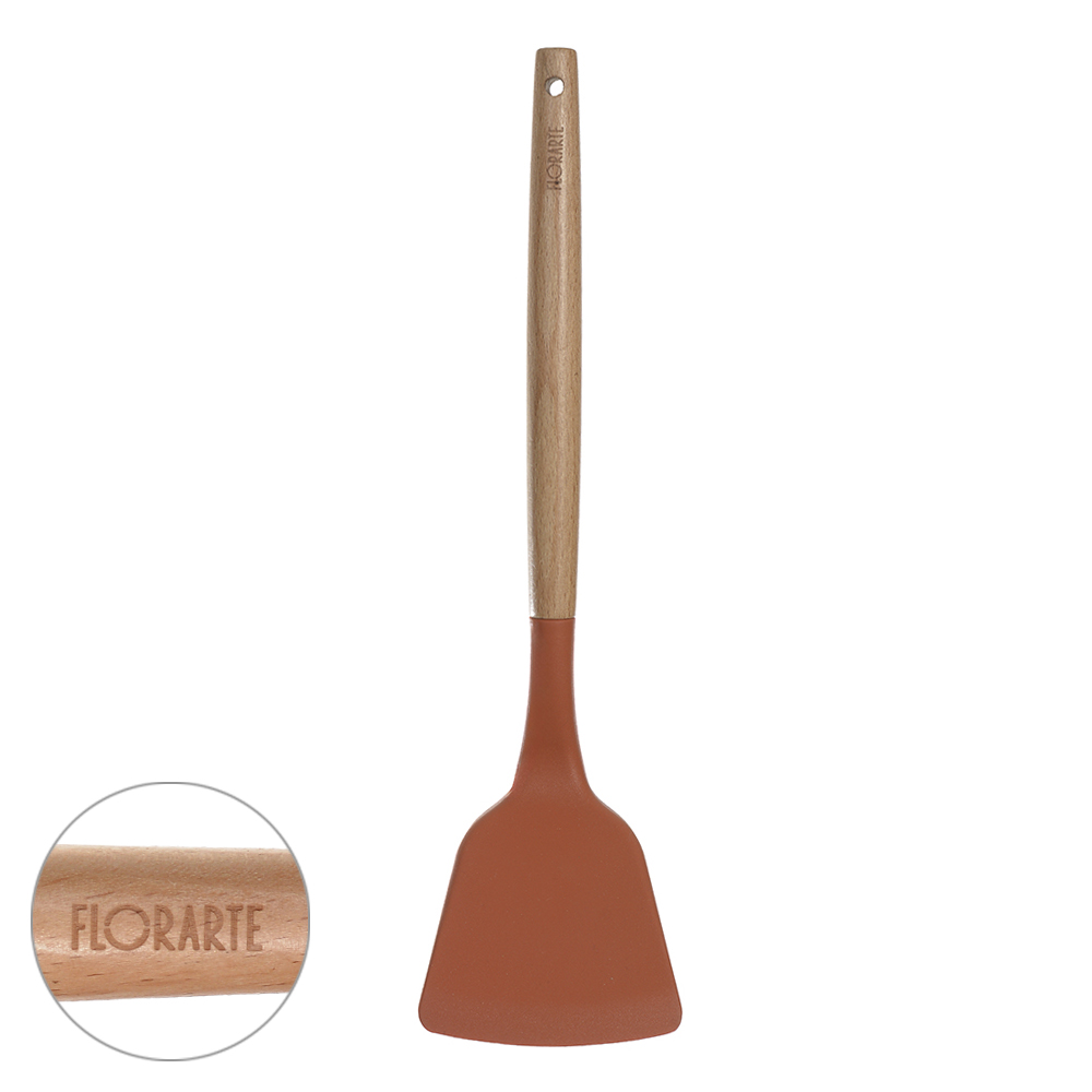 ESPATULA LARGA SILICONE 31,5cm C/CABO MADEIRA OASIS (TERRACOTA)