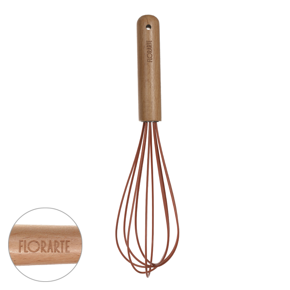 BATEDOR OVOS SILICONE 25,3cm C/CABO MADEIRA OASIS (TERRACOTA)