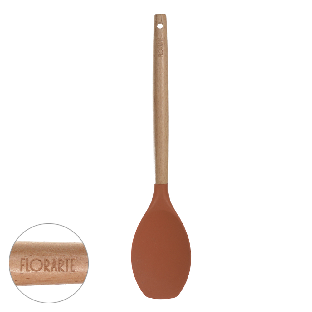 ESPATULA SILICONE 31,5cm C/CABO MADEIRA OASIS (TERRACOTA)