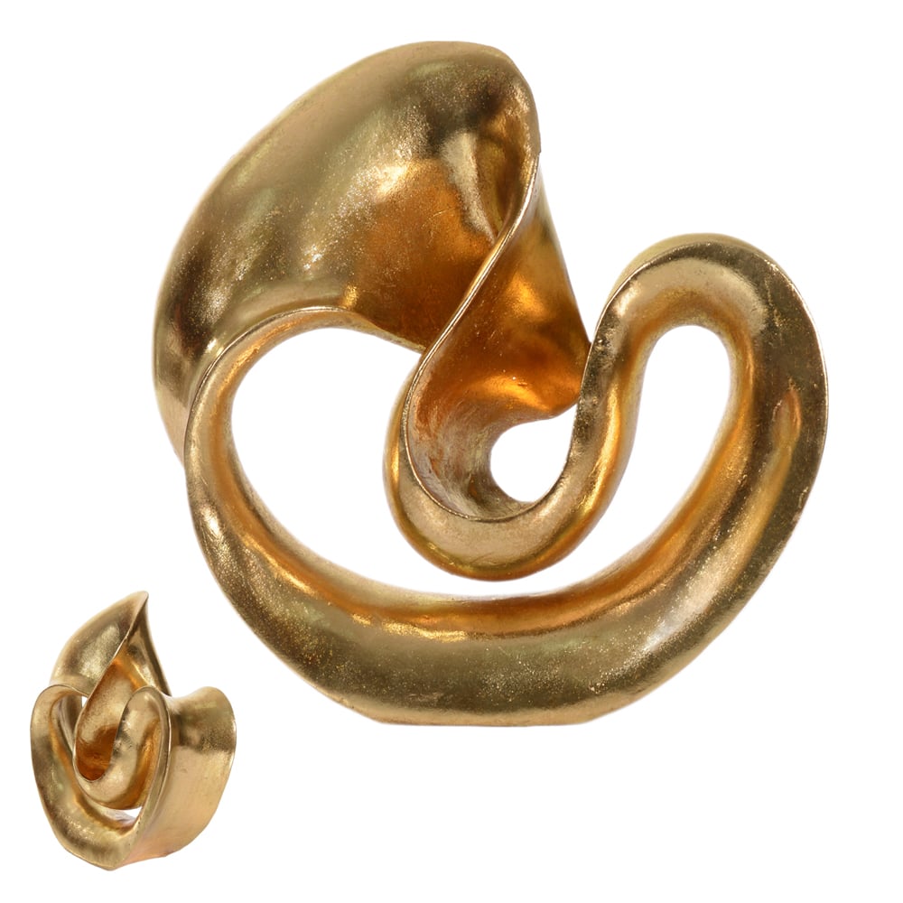 ESCULTURA DECORATIVA POLIRESINA ORGANICA (DOURADO) 24,5X9,5X24cm