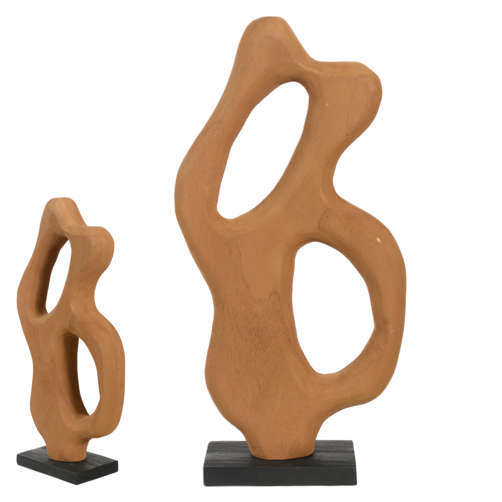 ESCULTURA DECORATIVA MADEIRA ORGANICA (TERRACOTA) 41X8,5X21cm