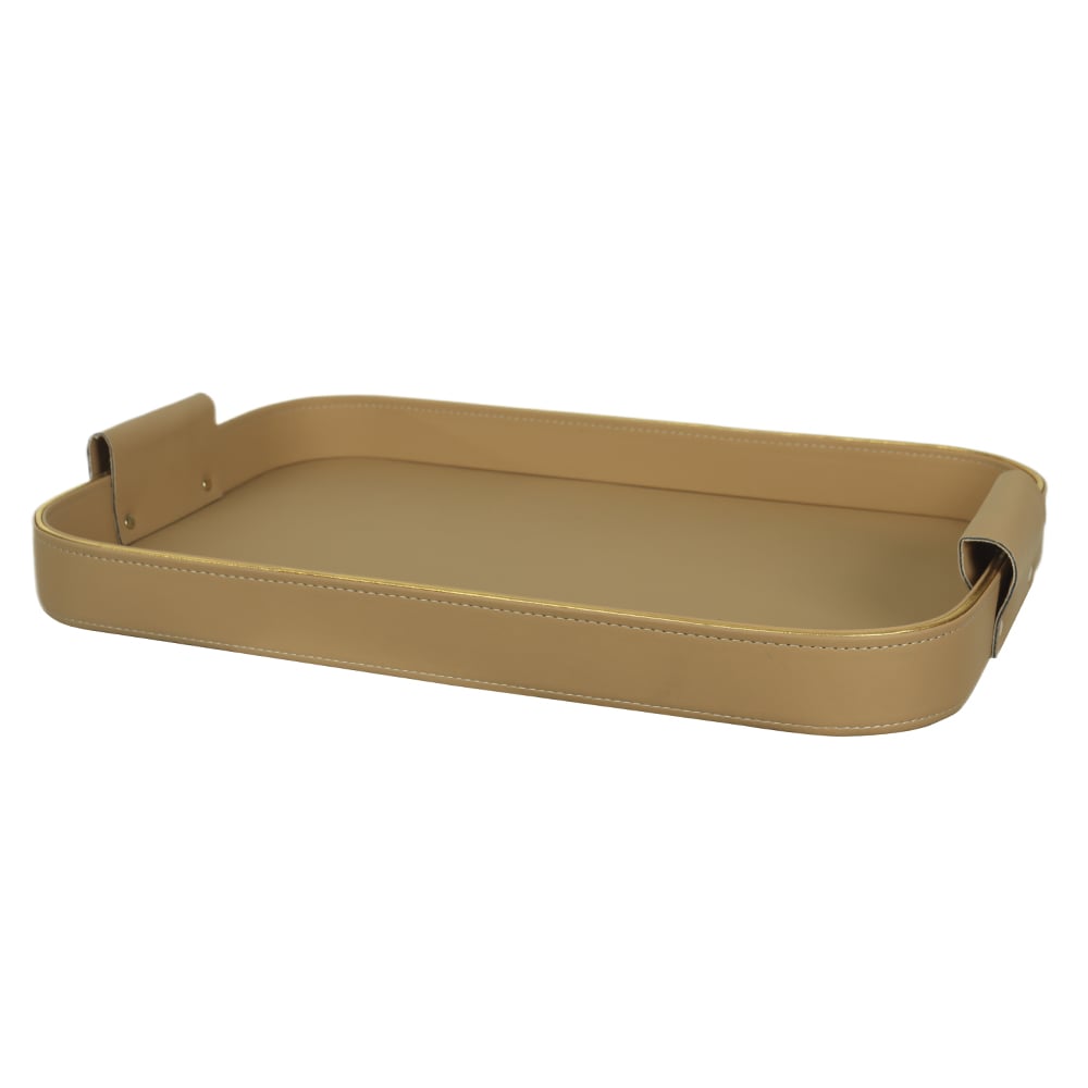 BANDEJA DECOR REVEST PU M (BEGE) 40X26X4cm