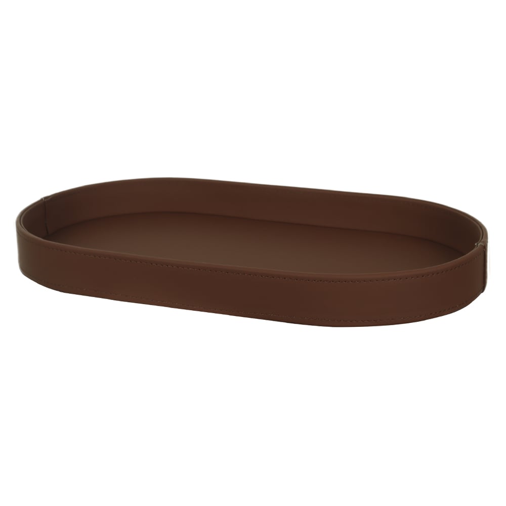 BANDEJA DECOR REVEST PU OVAL G (MARROM) 45X25X5cm