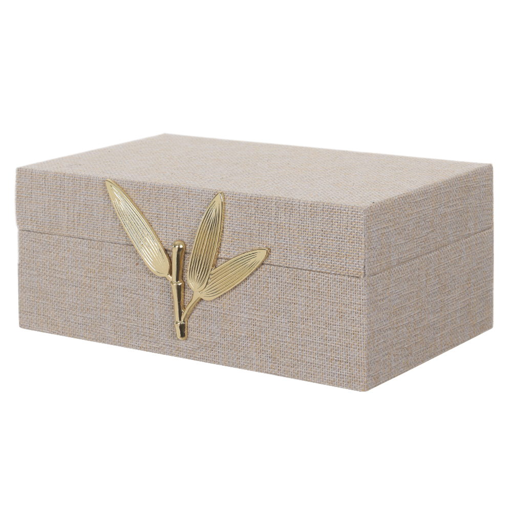 CAIXA DECORATIVA MDF REVESTIMENTO PU M (AREIA DOURADO) 20X12X8,3cm