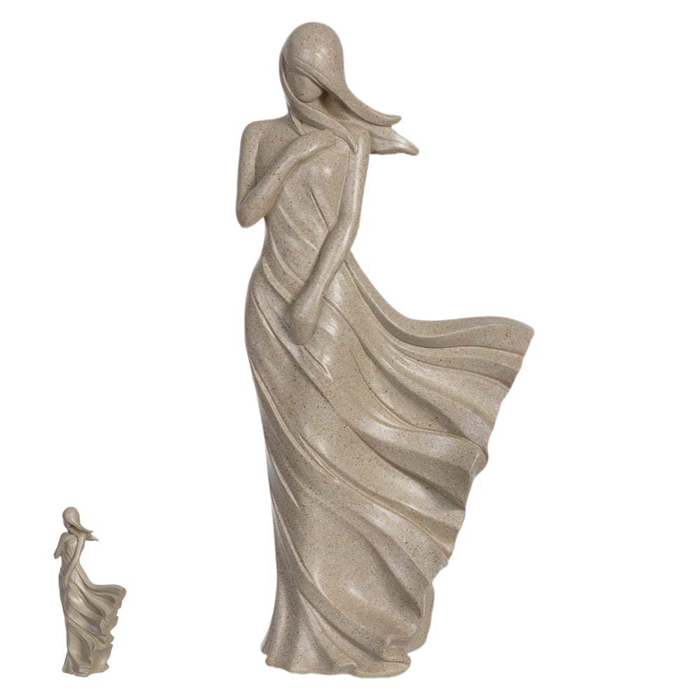 ESCULTURA DECORATIVA POLIRESINA MULHER (OFF WHITE) 25,4X11,9X7,5cm