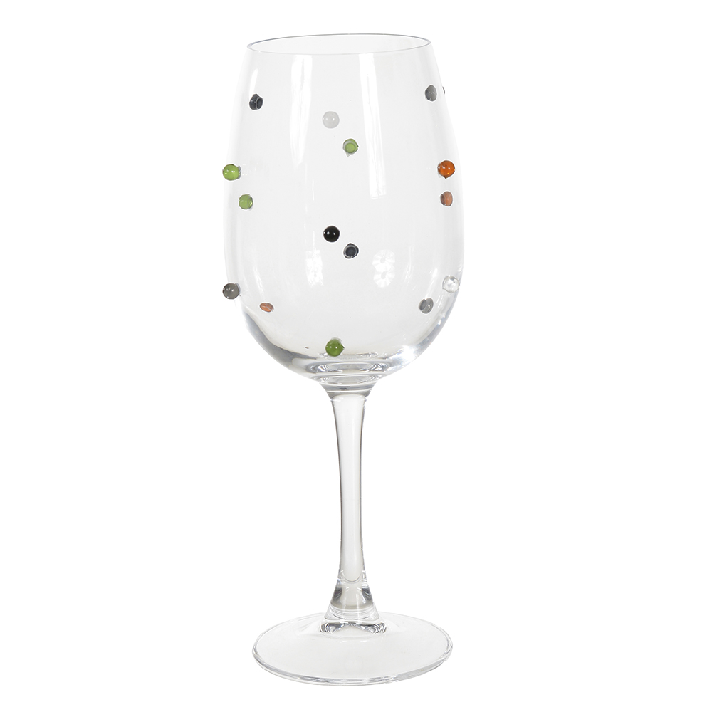 CJ TACA VINHO 440ml 22,5X8,6cm C/4 PCS DOTS COLORS (TRANSPARENTE)