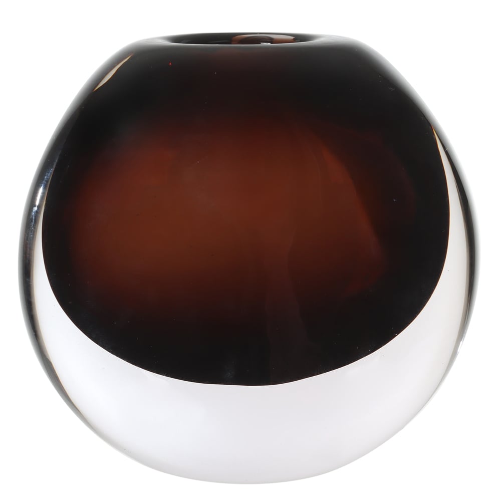 VASO DECORATIVO VIDRO (MARROM) 14X13X6cm