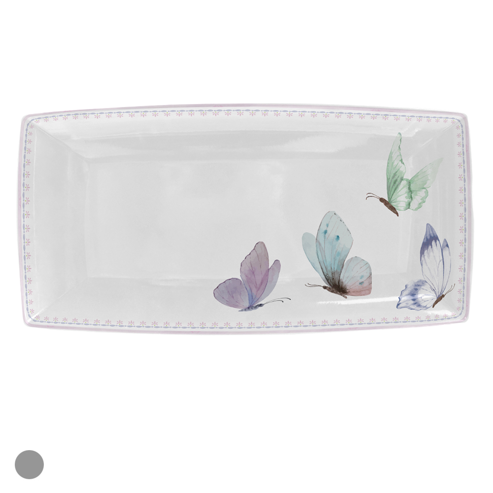 TRAVESSA MELAMINA 2,4X16,7X31cm (OFFWHITE BORBOLETAS)