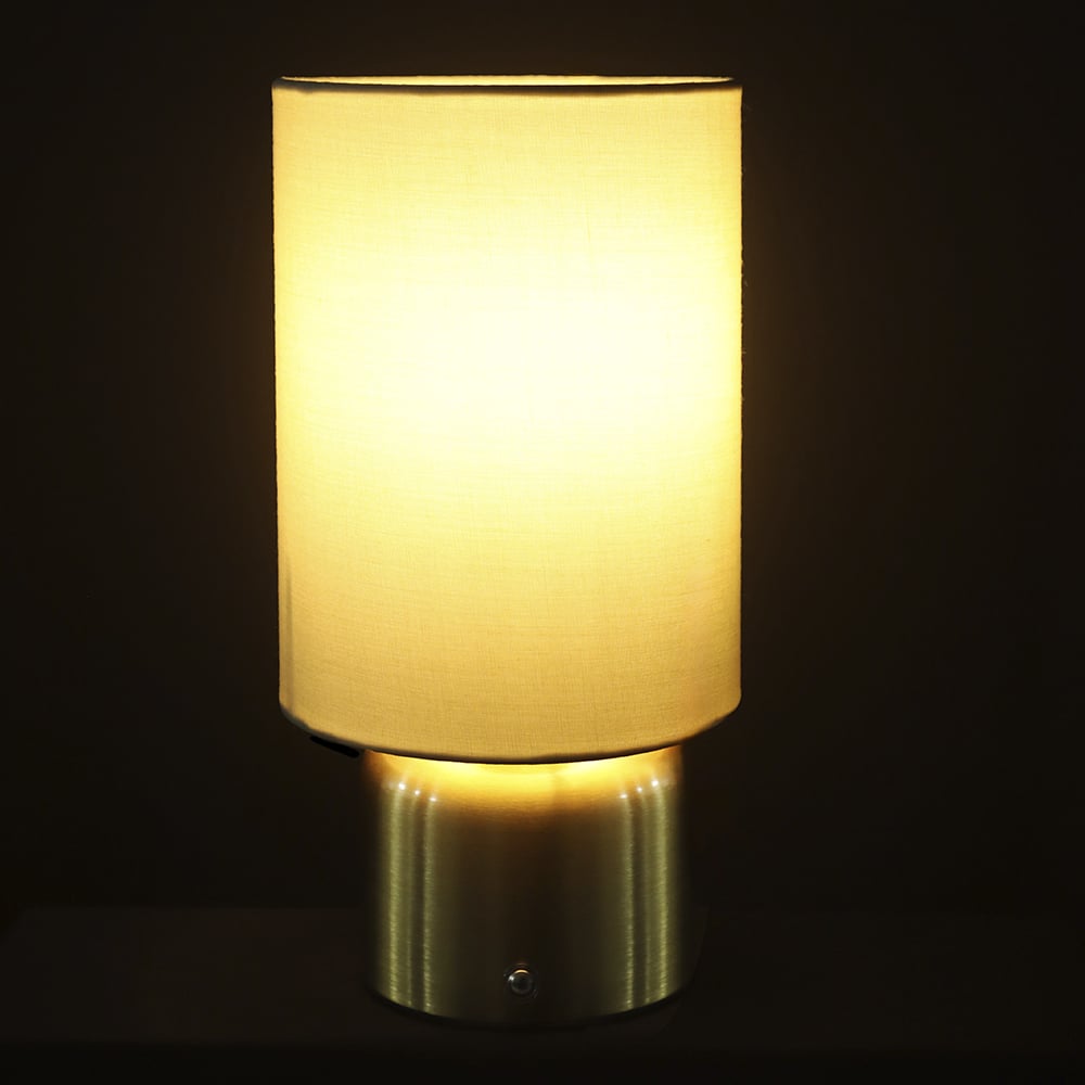 LUMINARIA MESA LED METAL E TECIDO USB (DOURADO) 24cm 12d