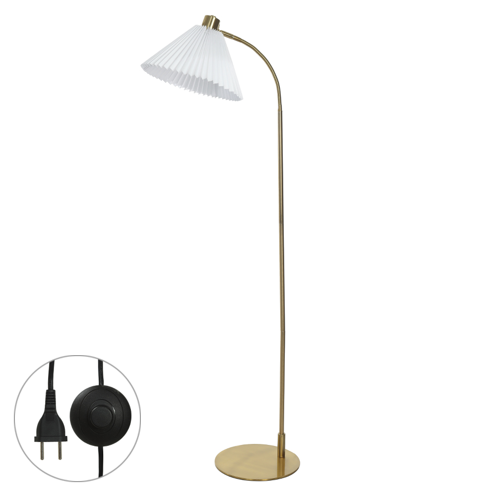 LUMINARIA DE CHAO METAL E TECIDO (DOURADO) 1,45mX45X32cm